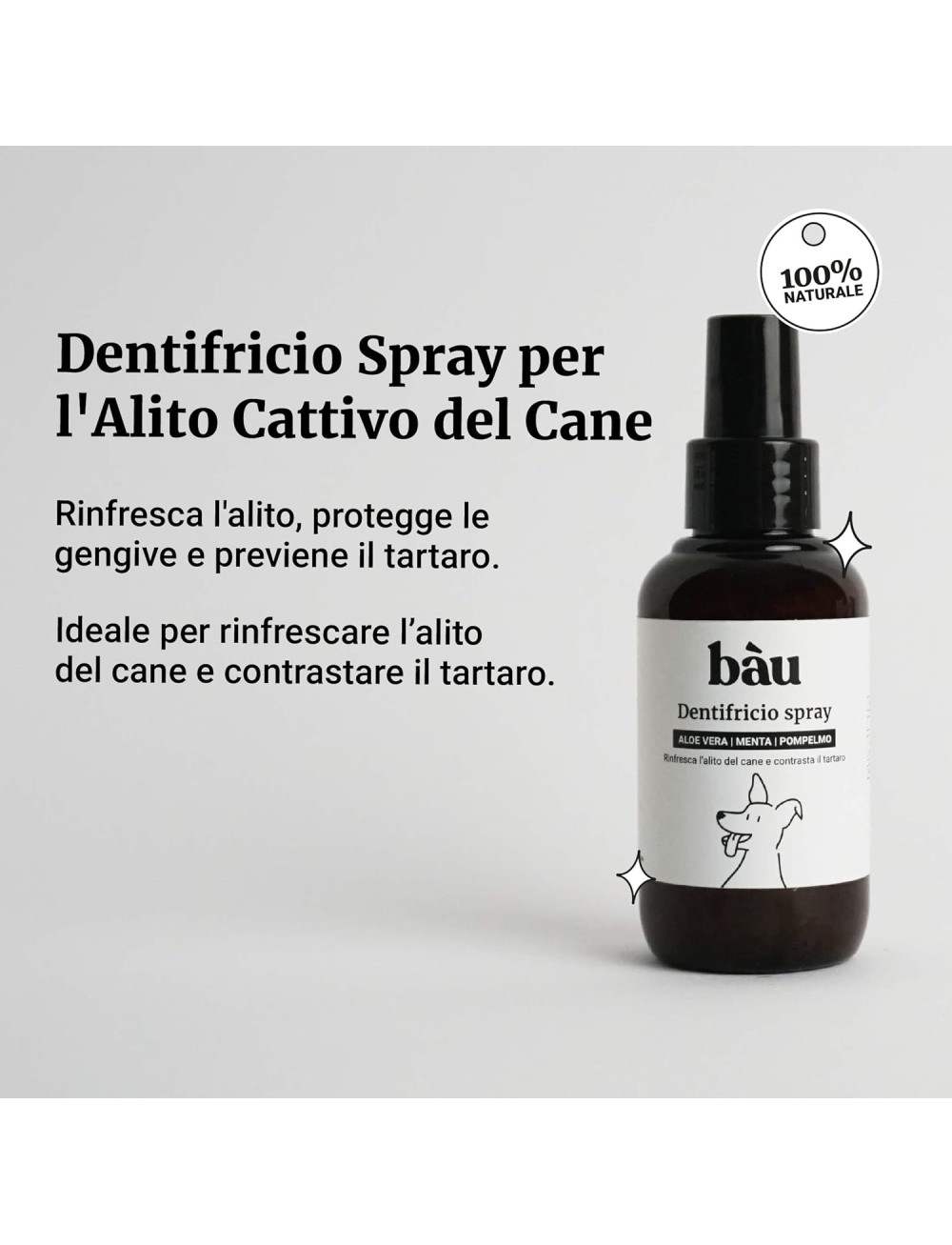 Bàu Cosmesi Dentifricio Spray per Cani, Pulizia Denti Cane Profonda, Spray Alito Cane Sgradevole, Previene Tartaro, Dentifricio