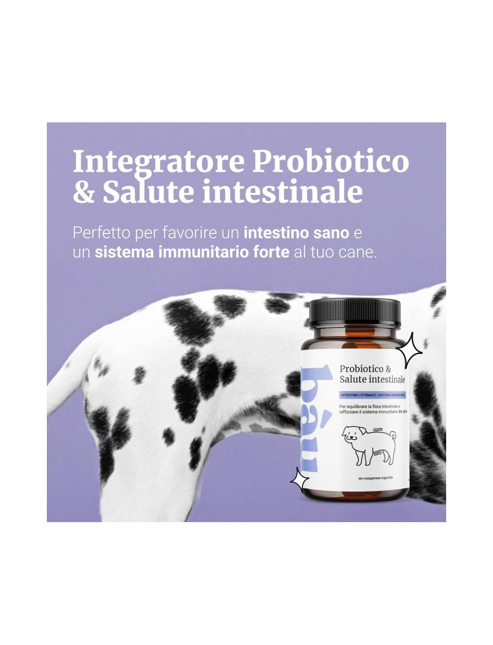 Bau Cosmesi Probiotici per Cani, Fermenti Lattici Cane, Supporto Gastrointestinale Cane, Probiotico Digestivo per Cani Prurito,