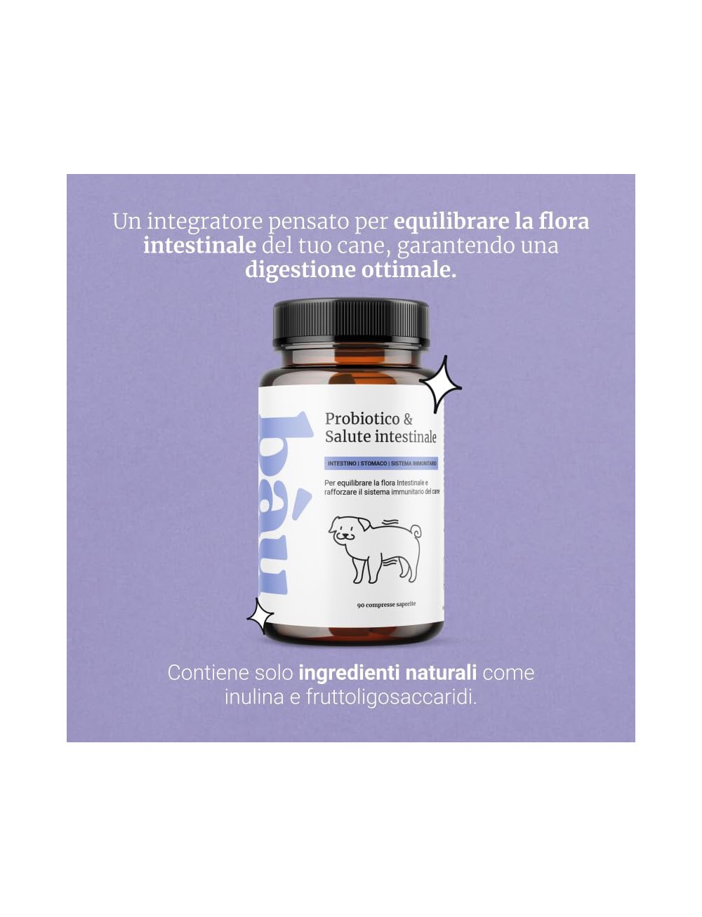 Bau Cosmesi Probiotici per Cani, Fermenti Lattici Cane, Supporto Gastrointestinale Cane, Probiotico Digestivo per Cani Prurito,