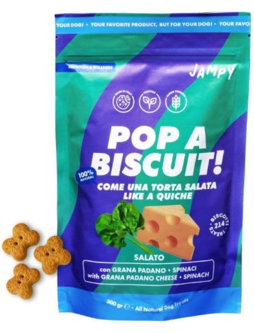 Jampy Biscotti Naturali per Cani al Formaggio. Snack Ipocalorici per Digestione e Benessere. Con Ingredienti Vegetali e Senza