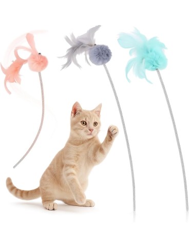 Flamingo giochi per gatti – canna da gioco per gatti Bovee 40cm, peluche glitter con campanellino, catnip e piume – Nessuna